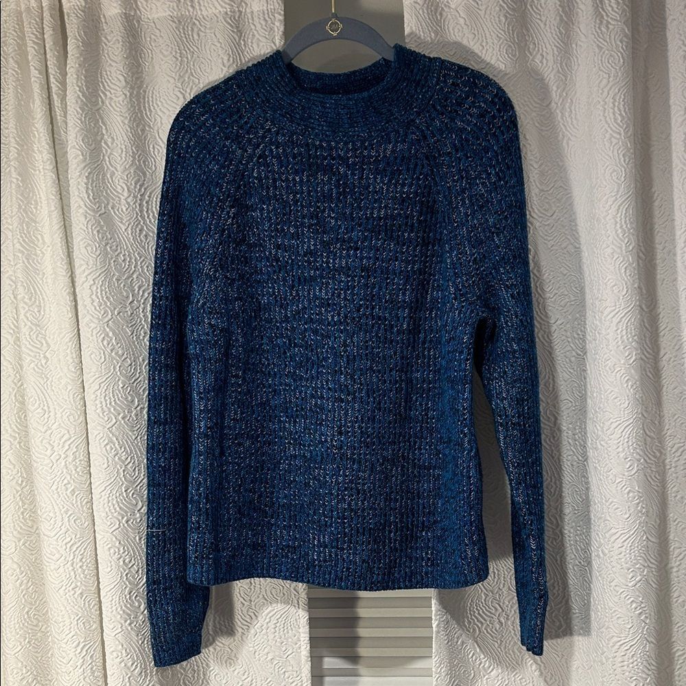 Banana Republic Blue Marled Crew Neck Sweater Large Cotton Blend